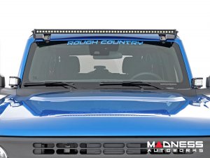Ford Bronco Light Upgrade - Windshield Light Bar Kit - Rough Country - 50" Single Row LED - Black Series